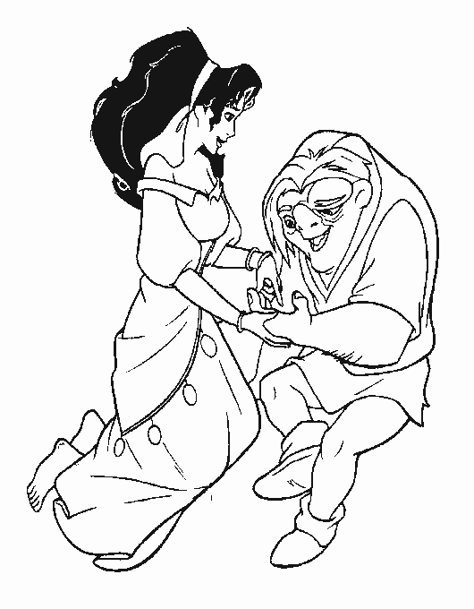 coloriage quasimodo et esmeralda